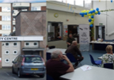 Two images side by side of St Johns Community Centre and a photo voter ID awareness raising workshop with D/deaf and disabled community in Haringey.